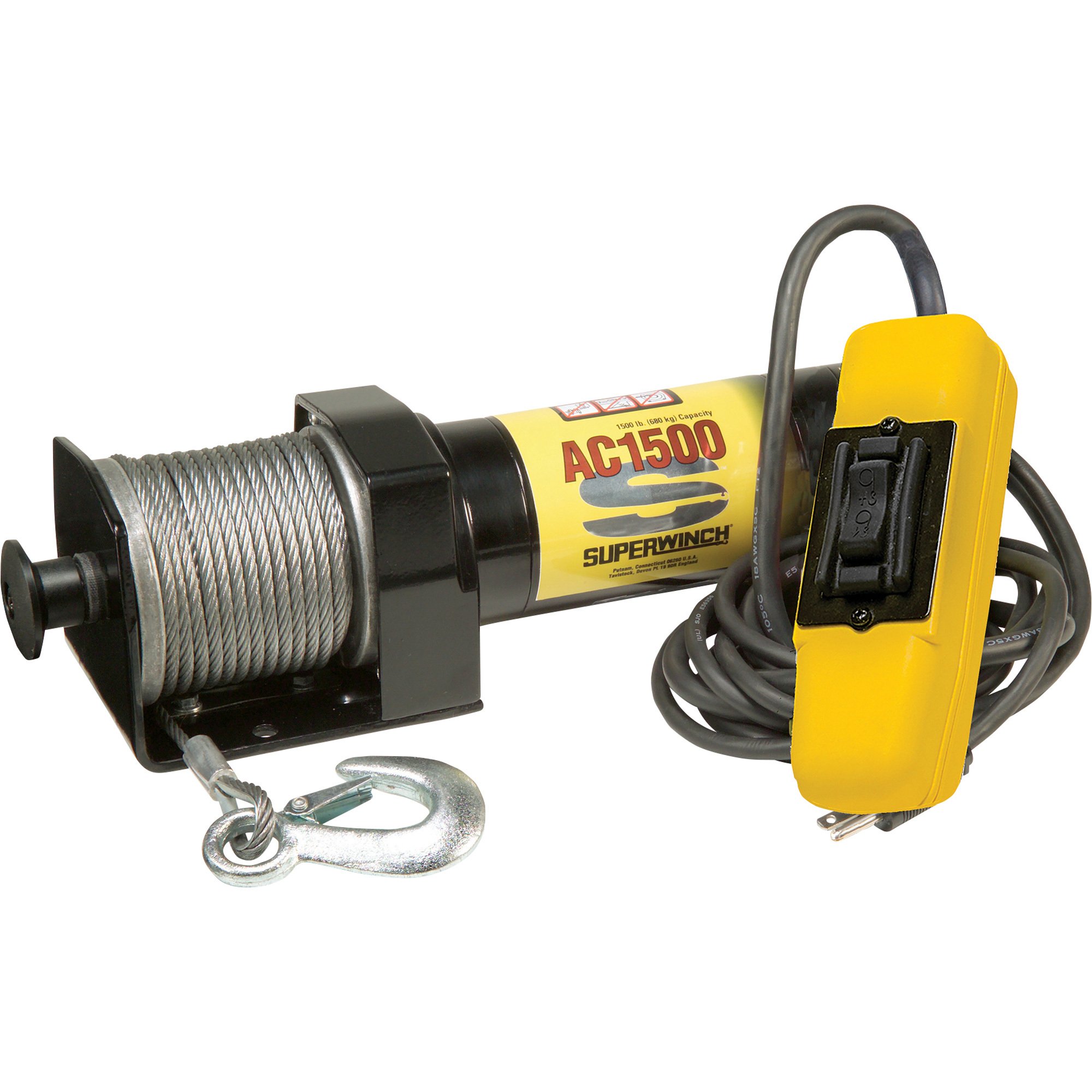 Superwinch 110 Volt AC Powered Electric Utility Winch — 1,500-Lb. Capacity, Galvanized Wire Rope, Model# AC1500